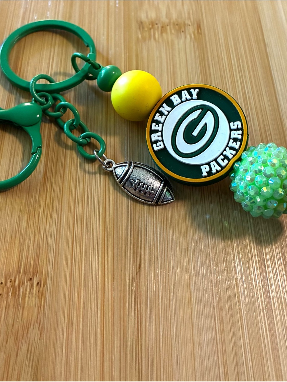 Packers Beaded Keychain - Green & Yellow - Picture 2 of 4